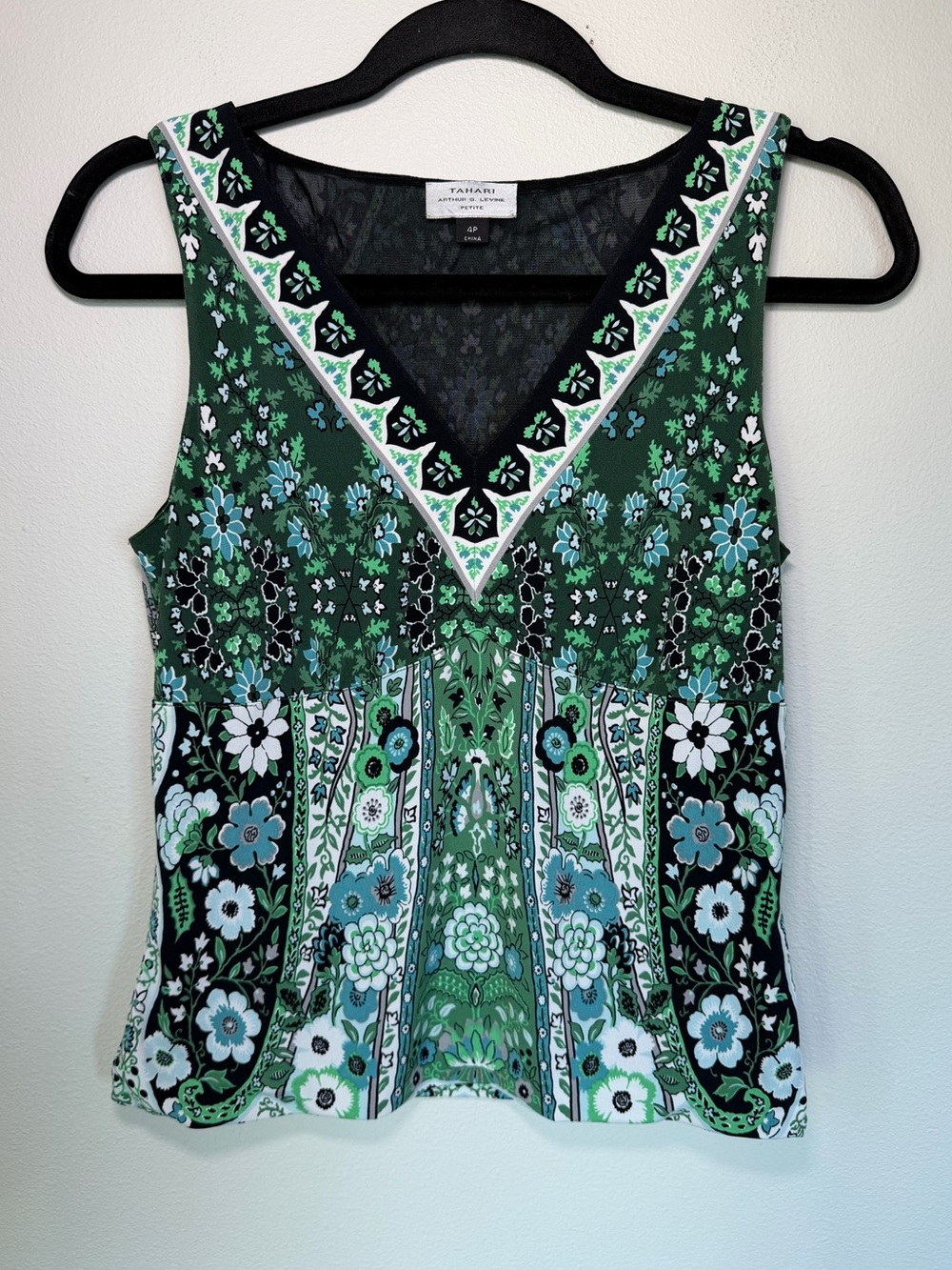 Vintage Y2K Tahari Floral Whimsical Fairy Mesh Tank Top Blouse
